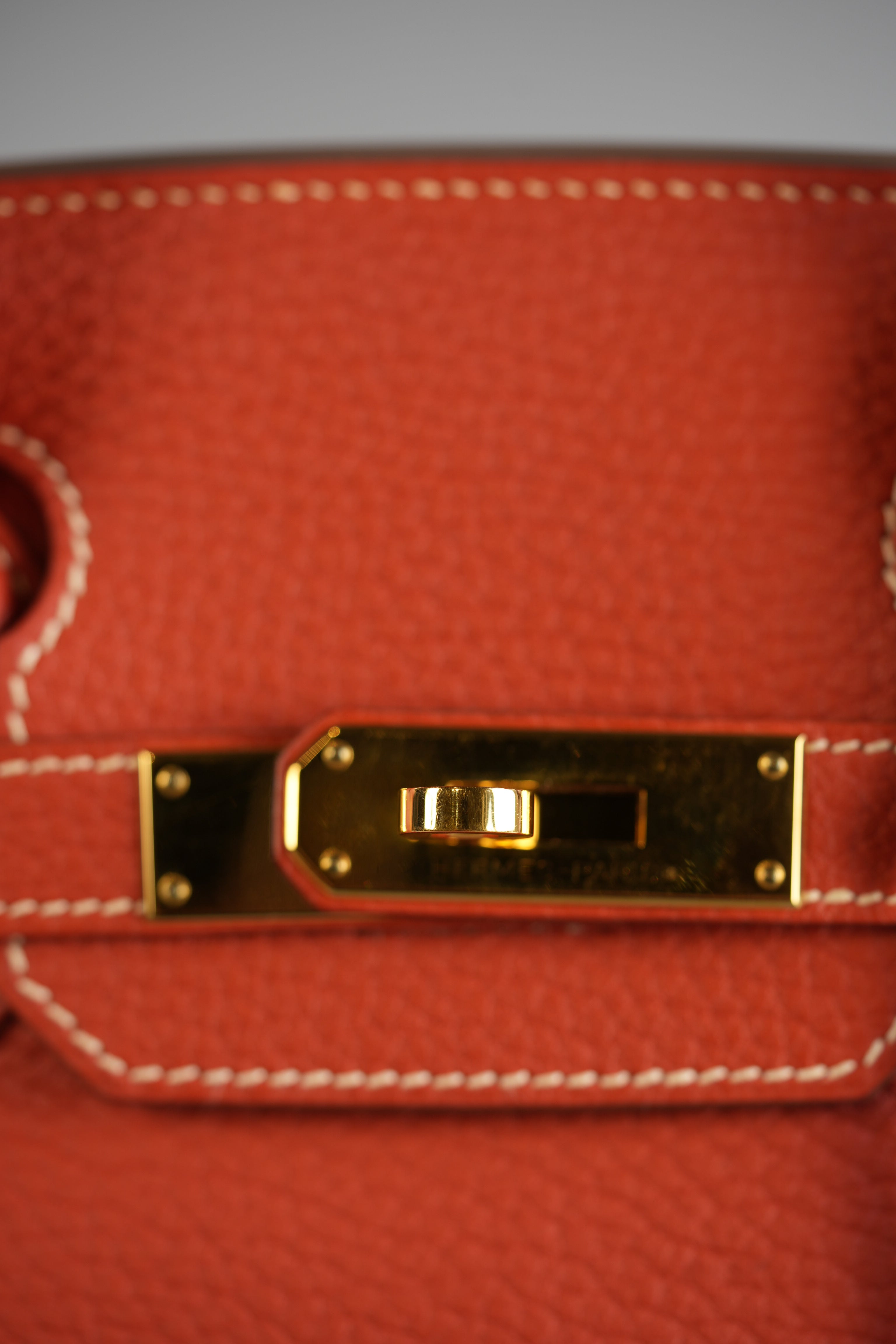 Birkin 30 in Sanguine Clemence Leather & Gold Hardware Stamp Square Q | Purse Maison Luxury Bags Shop