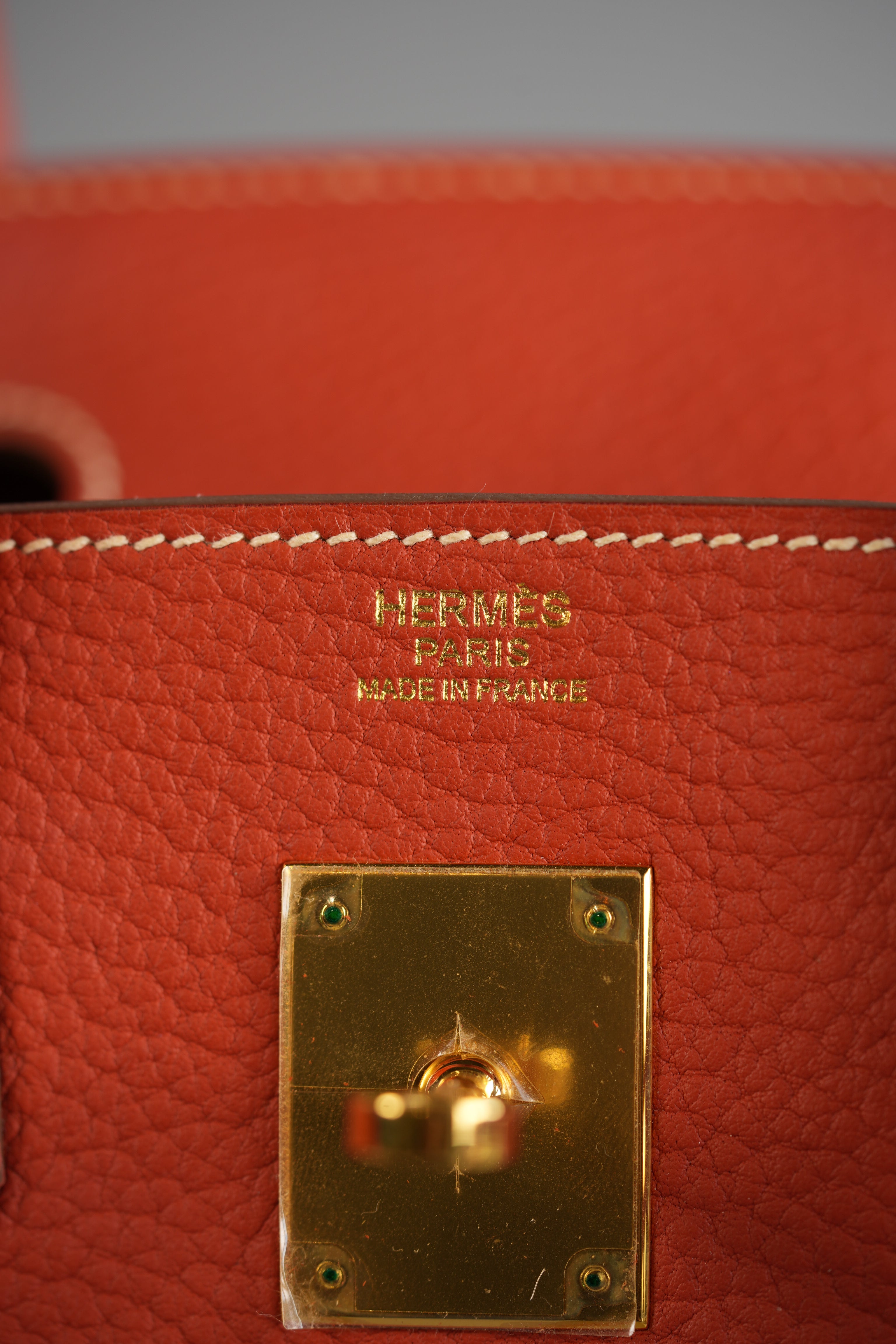 Birkin 30 in Sanguine Clemence Leather & Gold Hardware Stamp Square Q | Purse Maison Luxury Bags Shop