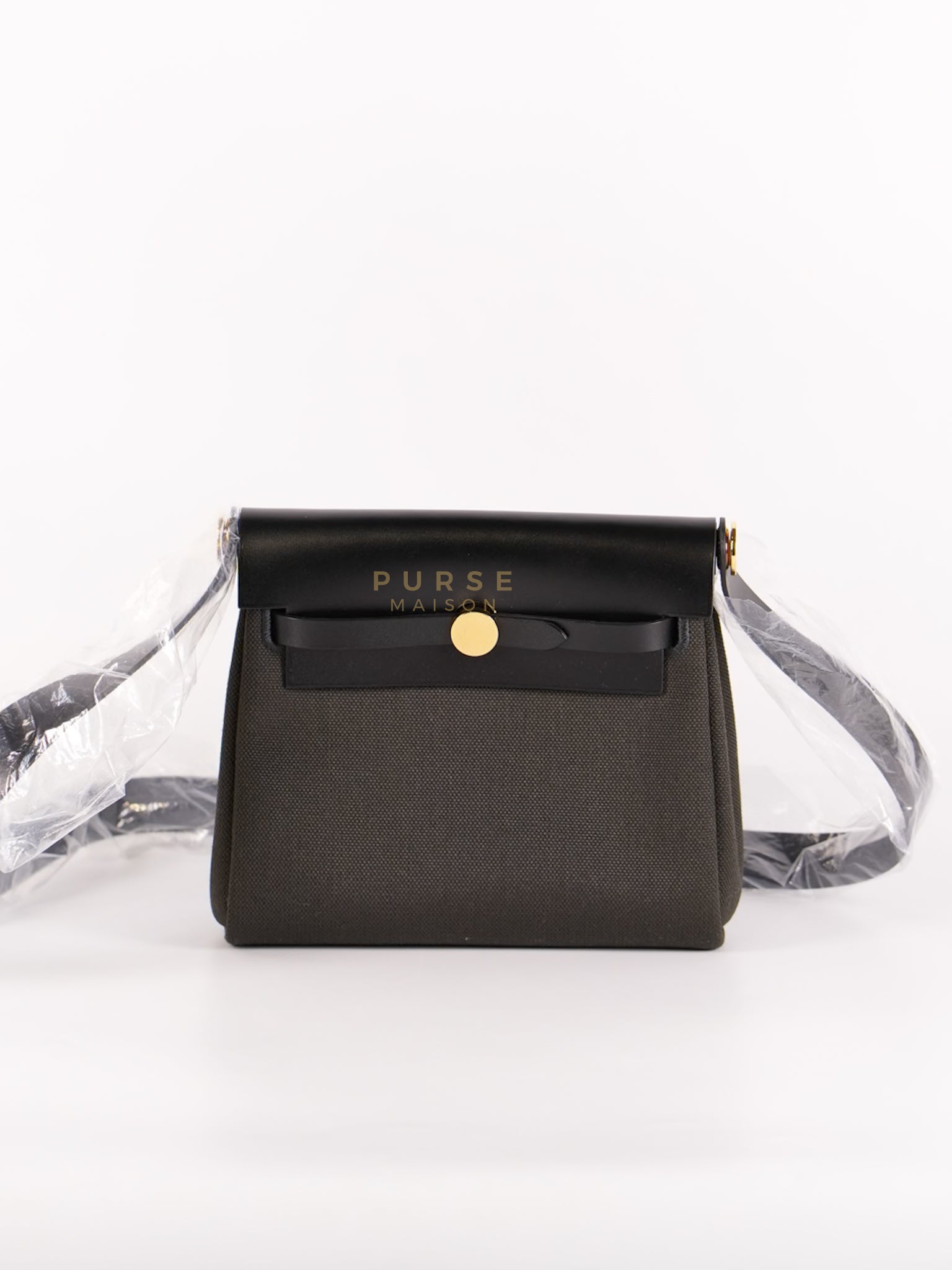 Mini Herbag Zip 20 in Black (Noir) Dark Bronze Canvas Gold Hardware Stamp K (2025)