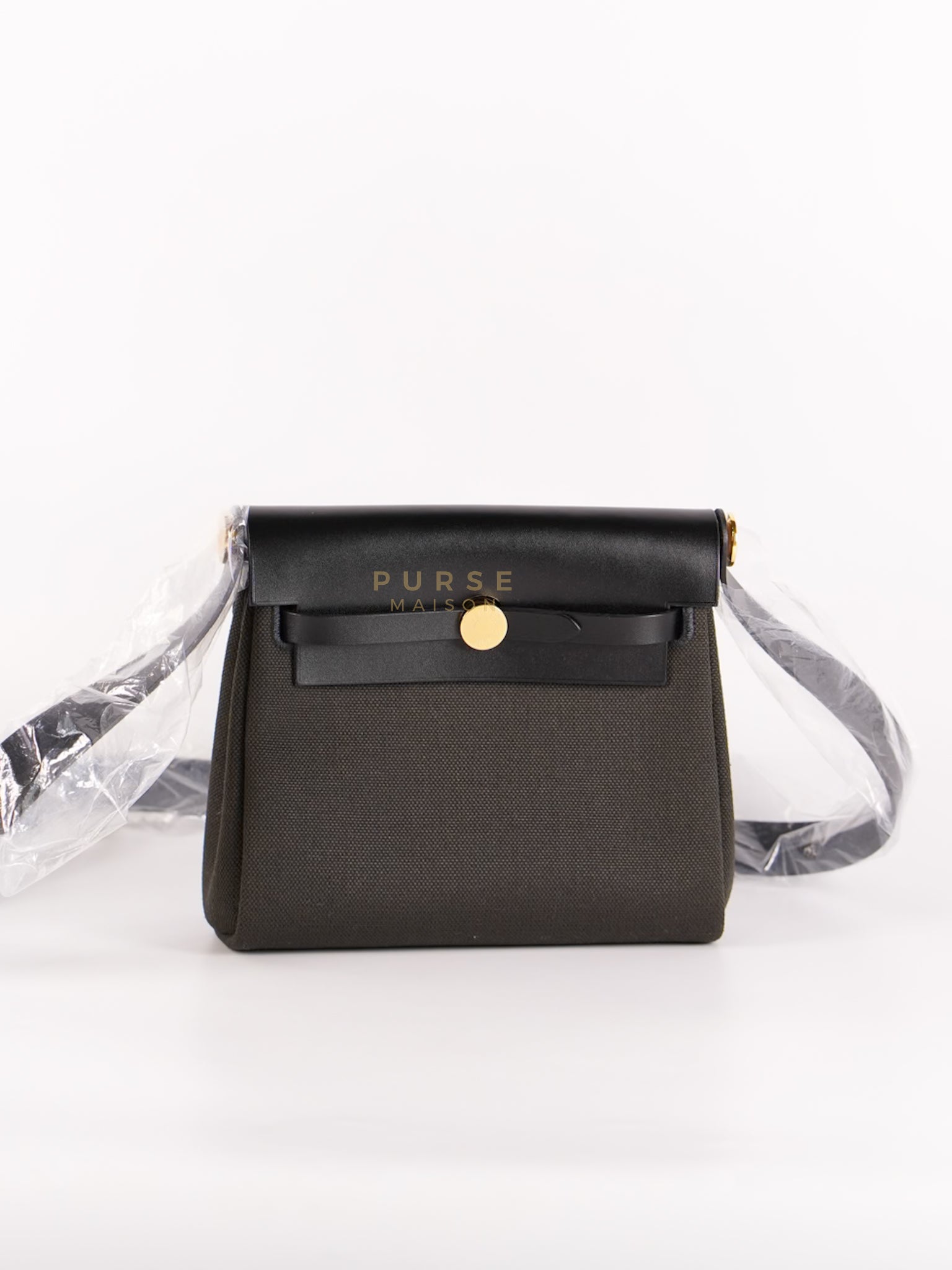 Mini Herbag Zip 20 in Black (Noir) Dark Bronze Canvas Gold Hardware Stamp K (2025)