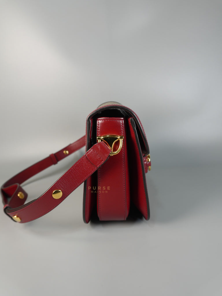 Horsebit 1955 Medium in Beige/Red Canvas