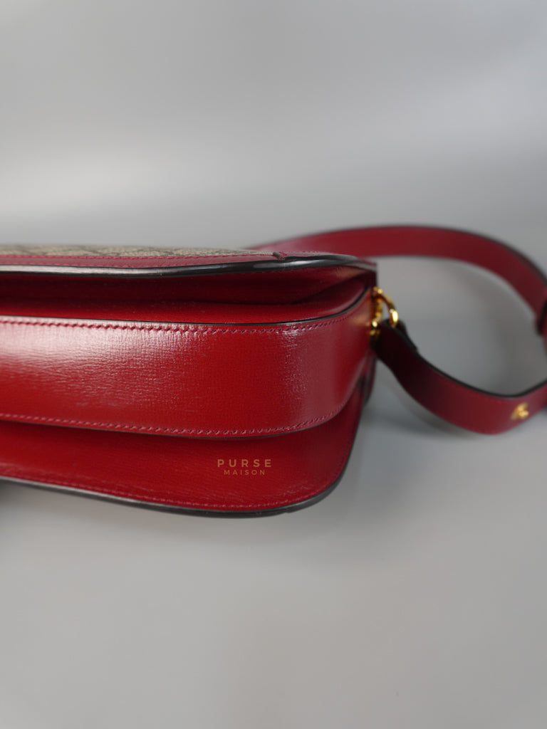 Horsebit 1955 Medium in Beige/Red Canvas