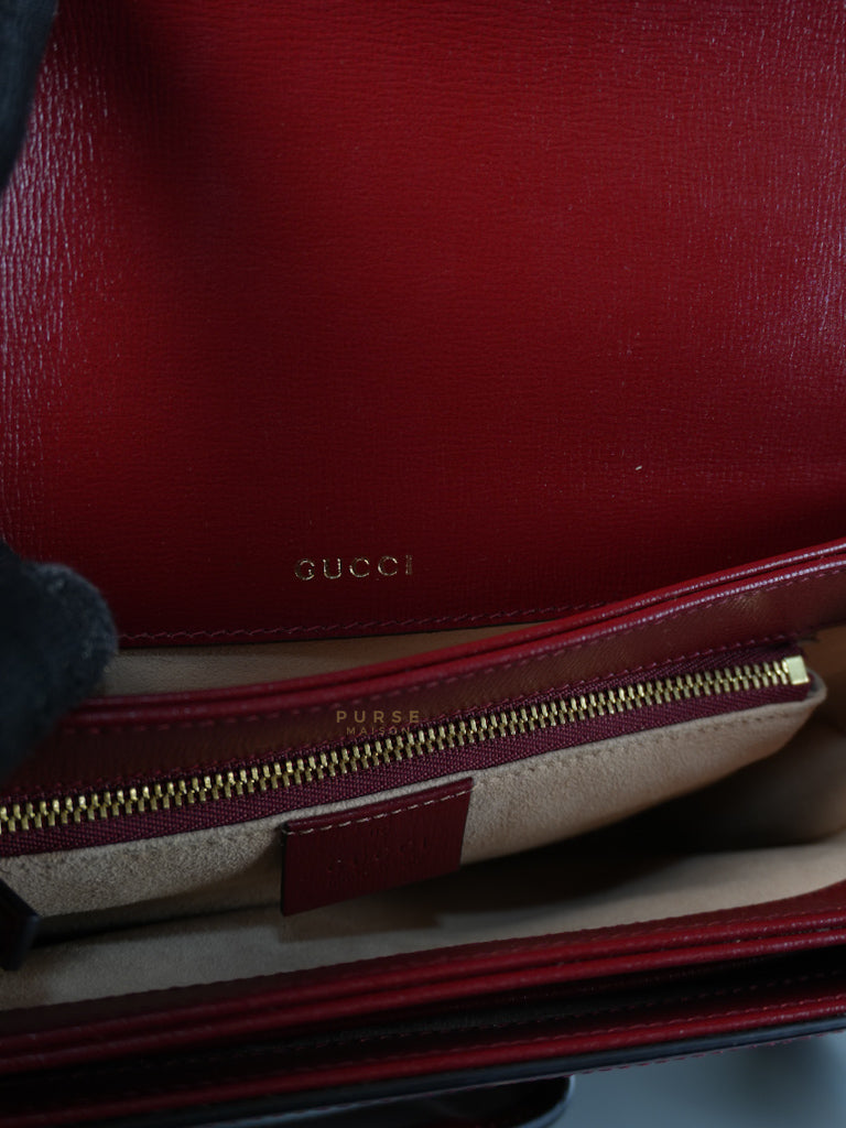 Horsebit 1955 Medium in Beige/Red Canvas