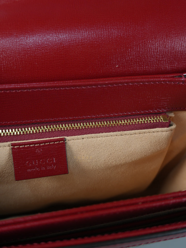 Horsebit 1955 Medium in Beige/Red Canvas