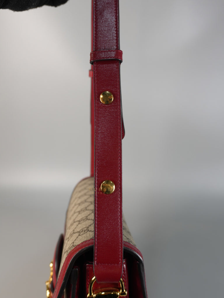 Horsebit 1955 Medium in Beige/Red Canvas