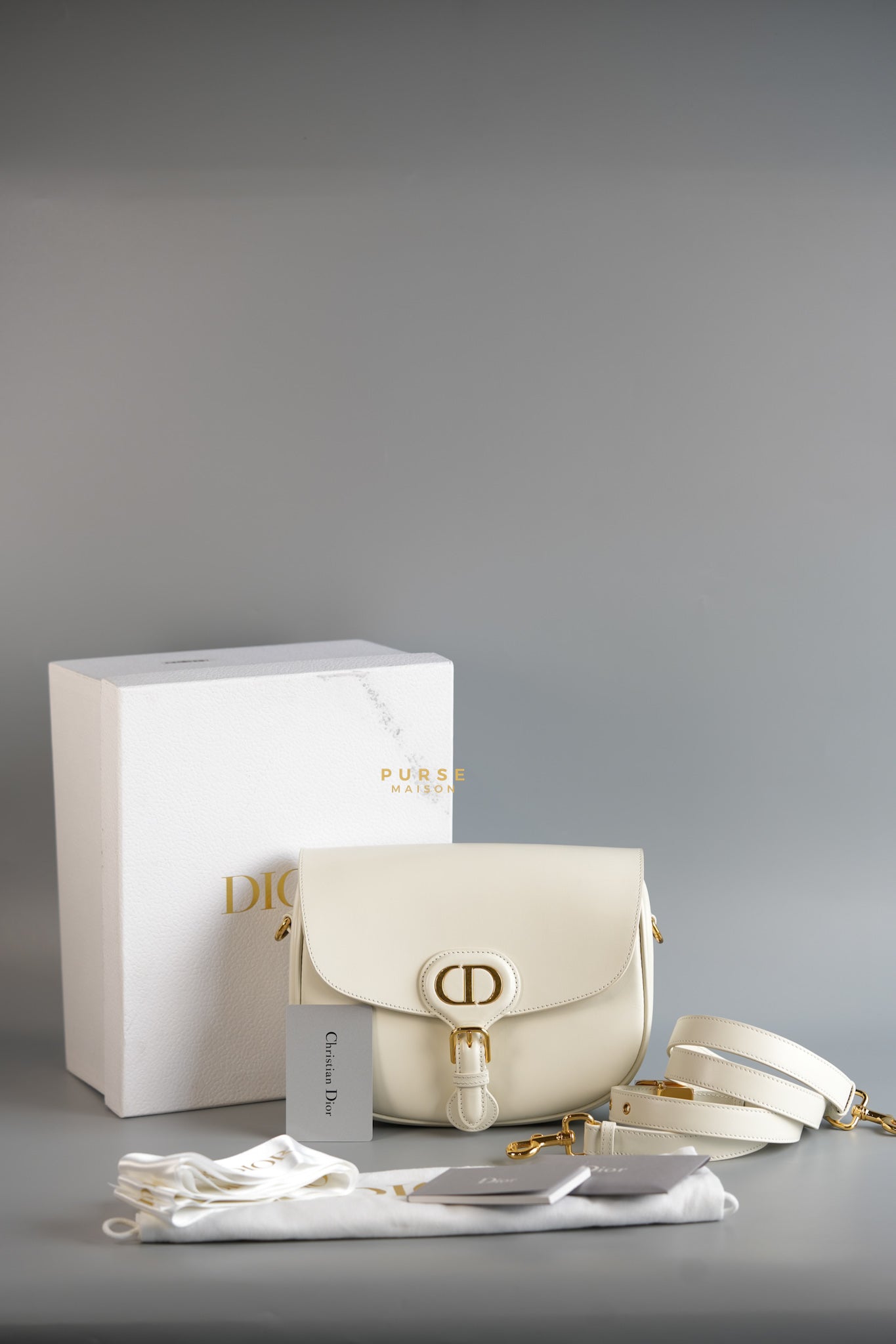 Bobby Medium Creme White Calfskin Bag | Purse Maison Luxury Bags Shop