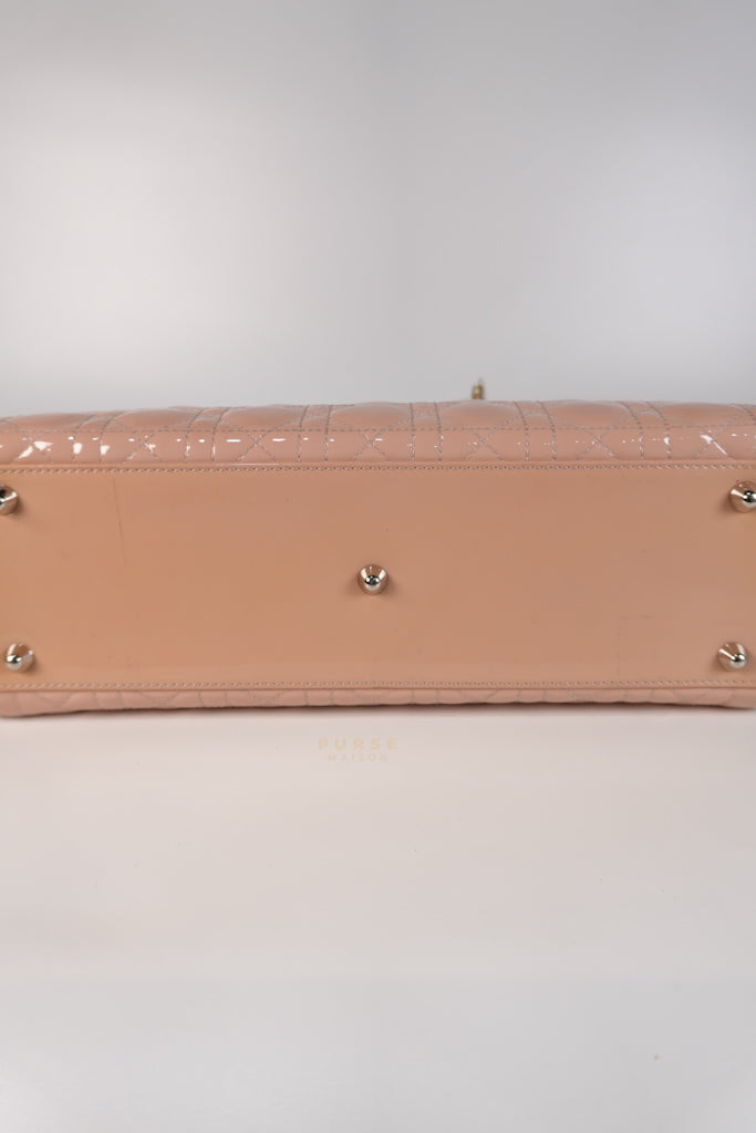Lady Dior Large Light Pink Cannage Patent Leather