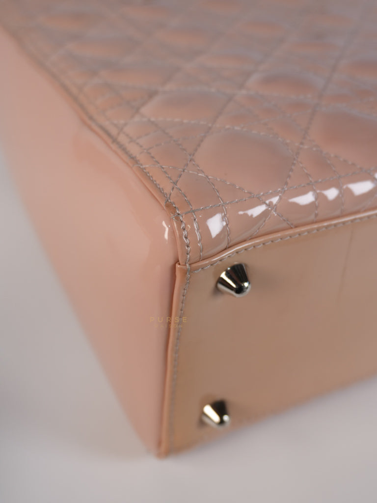Lady Dior Large Light Pink Cannage Patent Leather