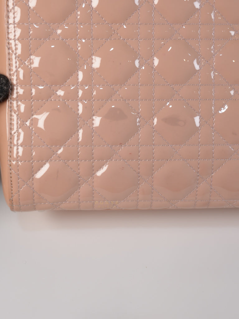 Lady Dior Large Light Pink Cannage Patent Leather