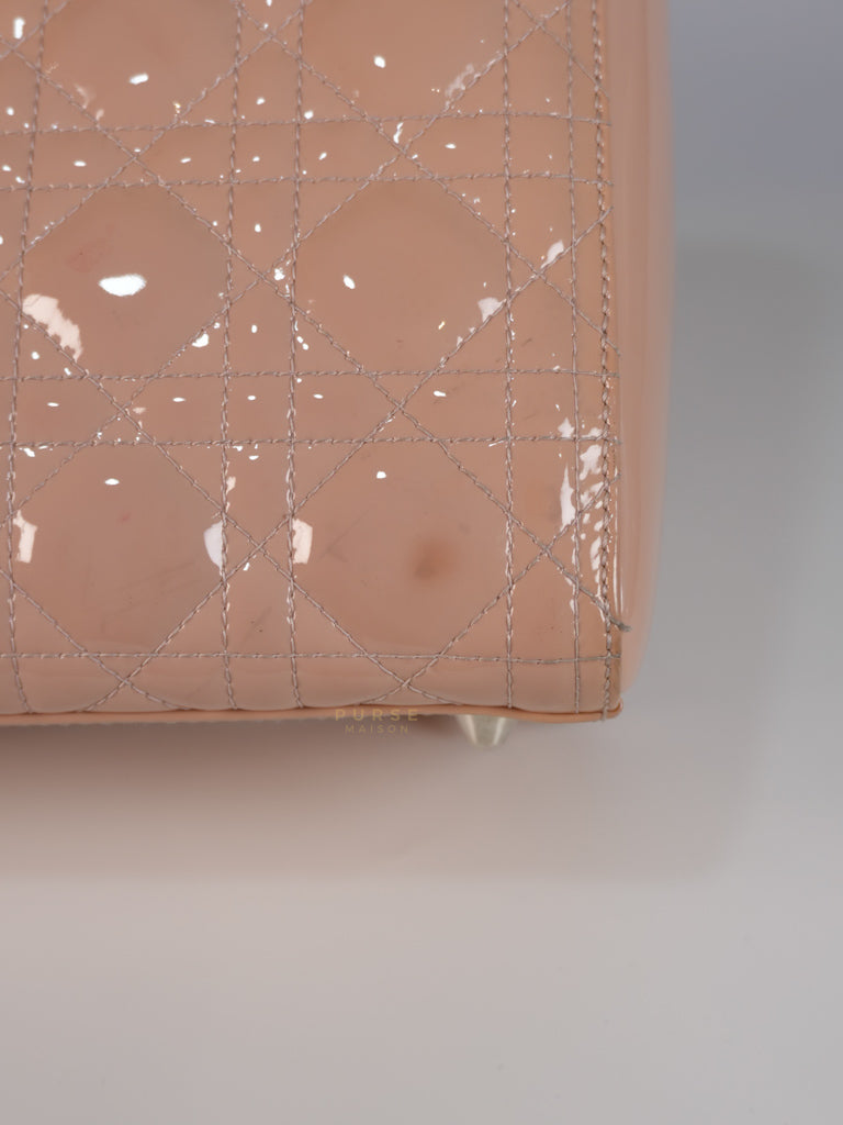 Lady Dior Large Light Pink Cannage Patent Leather