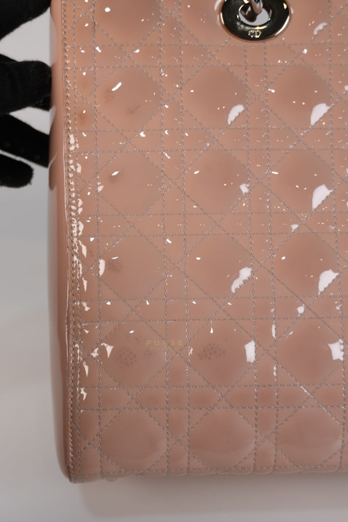 Lady Dior Large Light Pink Cannage Patent Leather