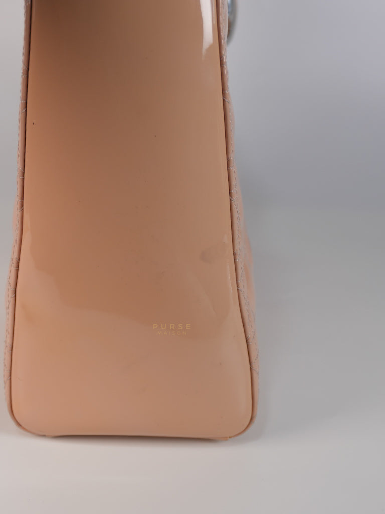 Lady Dior Large Light Pink Cannage Patent Leather