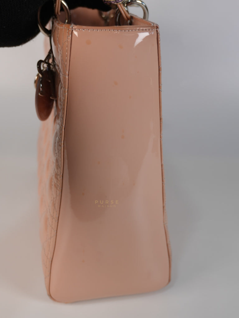 Lady Dior Large Light Pink Cannage Patent Leather