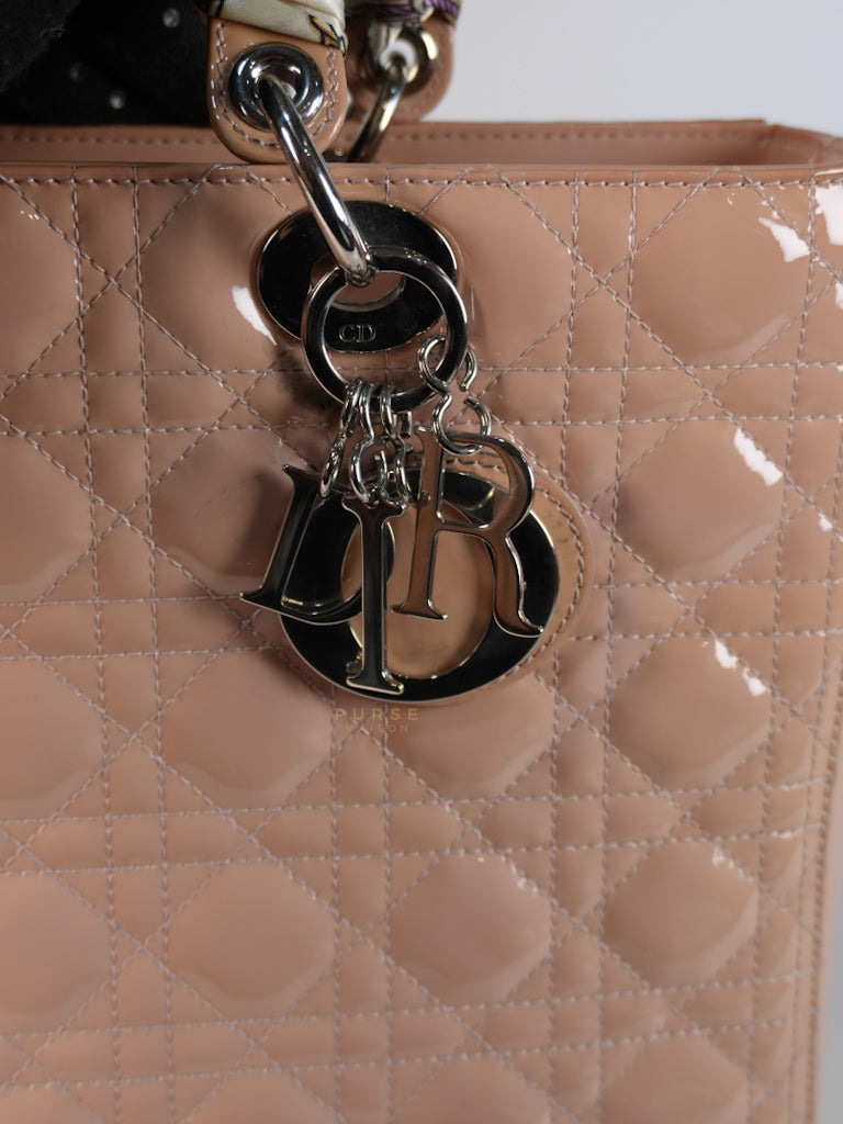 Lady Dior Large Light Pink Cannage Patent Leather
