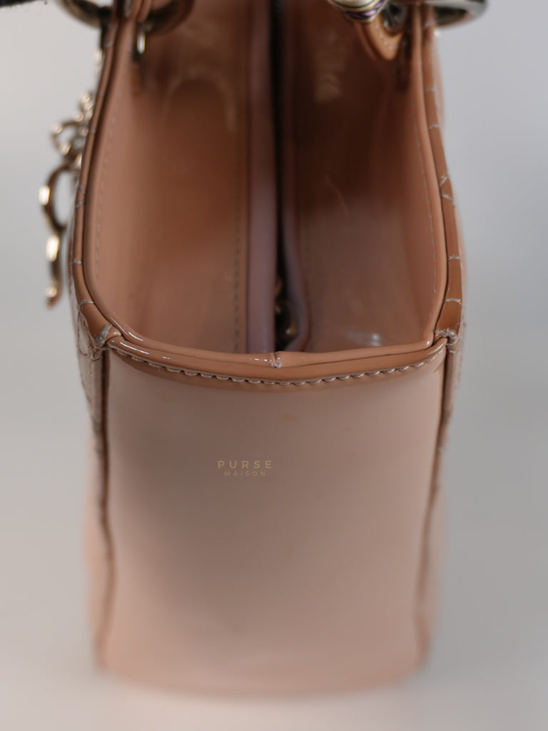 Lady Dior Large Light Pink Cannage Patent Leather