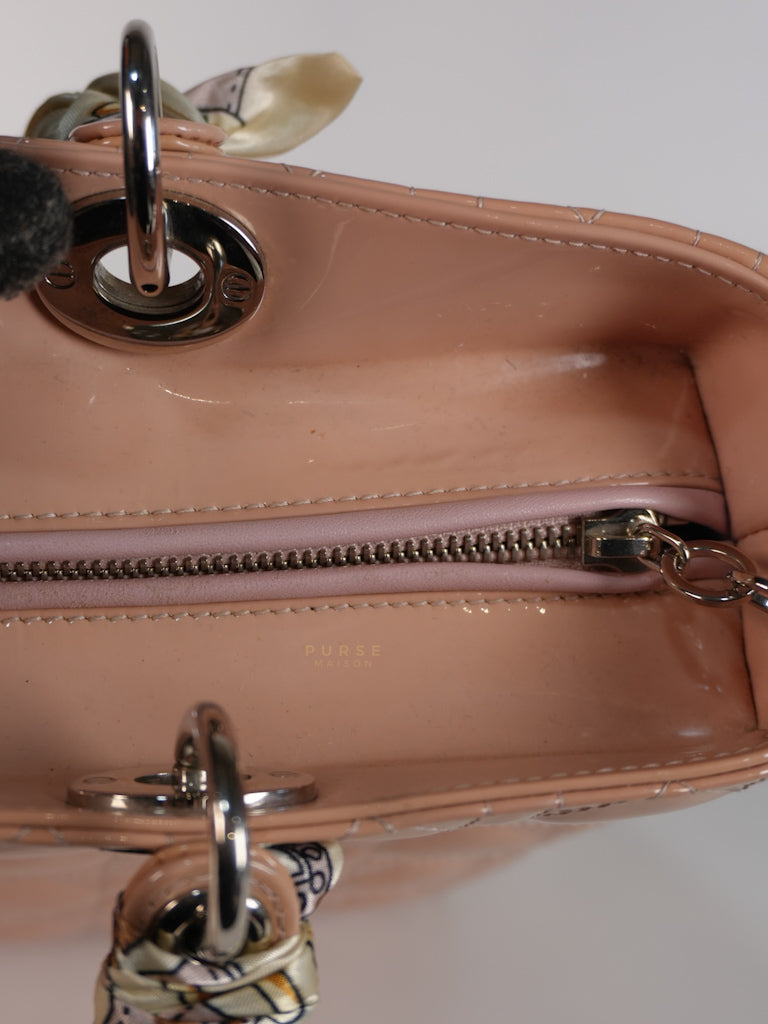 Lady Dior Large Light Pink Cannage Patent Leather