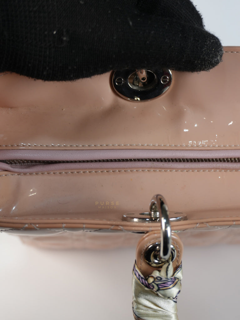 Lady Dior Large Light Pink Cannage Patent Leather