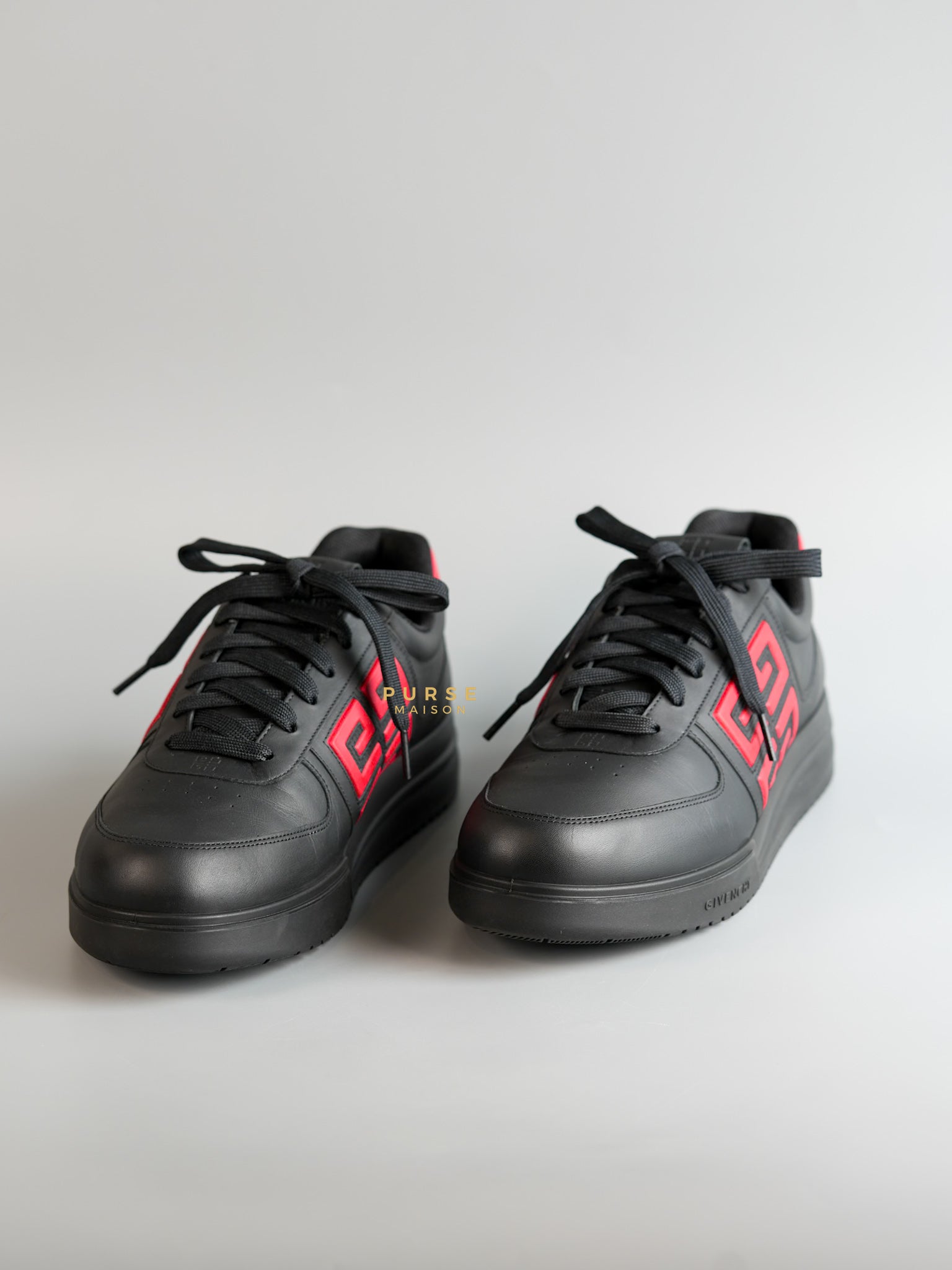 G4 Low Sneakers in Black/Red Calf Leather Size 43 EU (29cm)