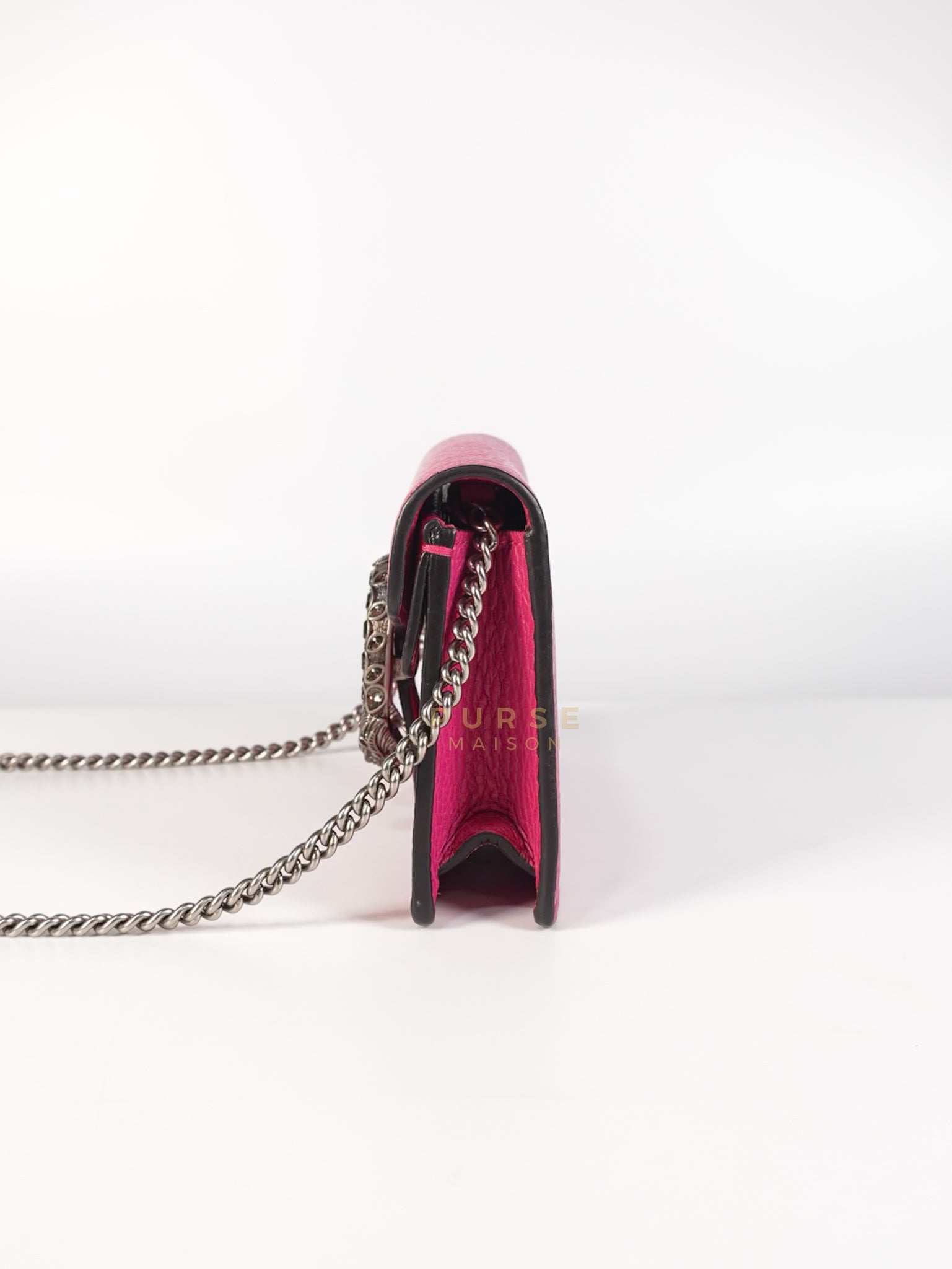Super Mini Dionysus in Pink Grained Calfskin Leather Chain Bag