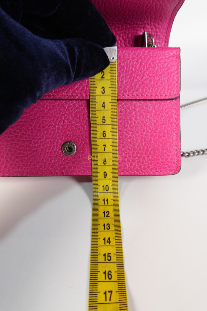 Super Mini Dionysus in Pink Grained Calfskin Leather Chain Bag