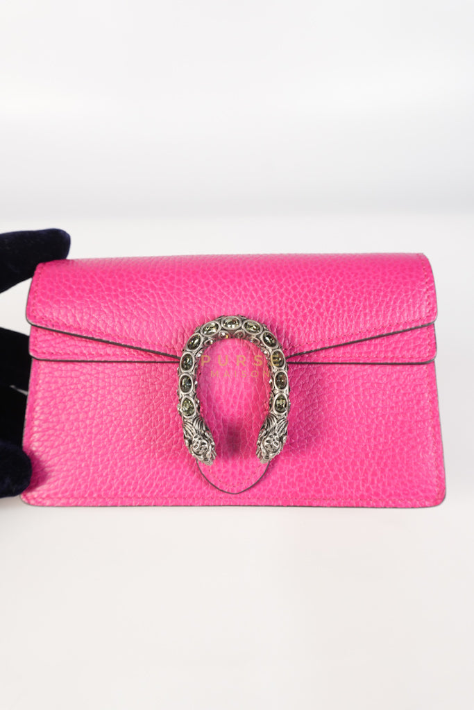 Super Mini Dionysus in Pink Grained Calfskin Leather Chain Bag