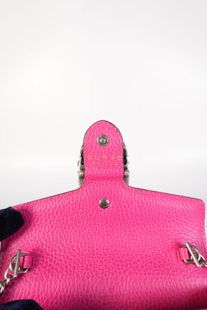 Super Mini Dionysus in Pink Grained Calfskin Leather Chain Bag