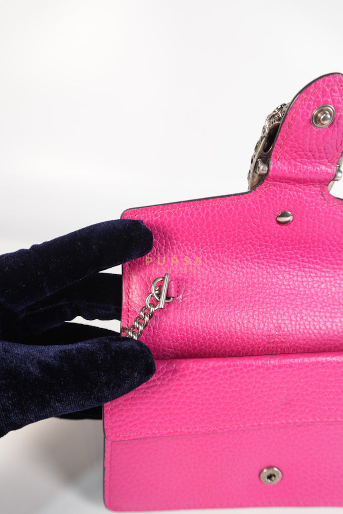 Super Mini Dionysus in Pink Grained Calfskin Leather Chain Bag