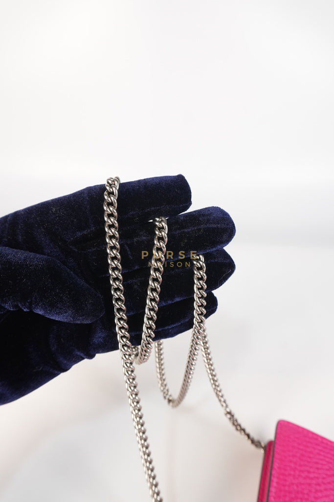 Super Mini Dionysus in Pink Grained Calfskin Leather Chain Bag