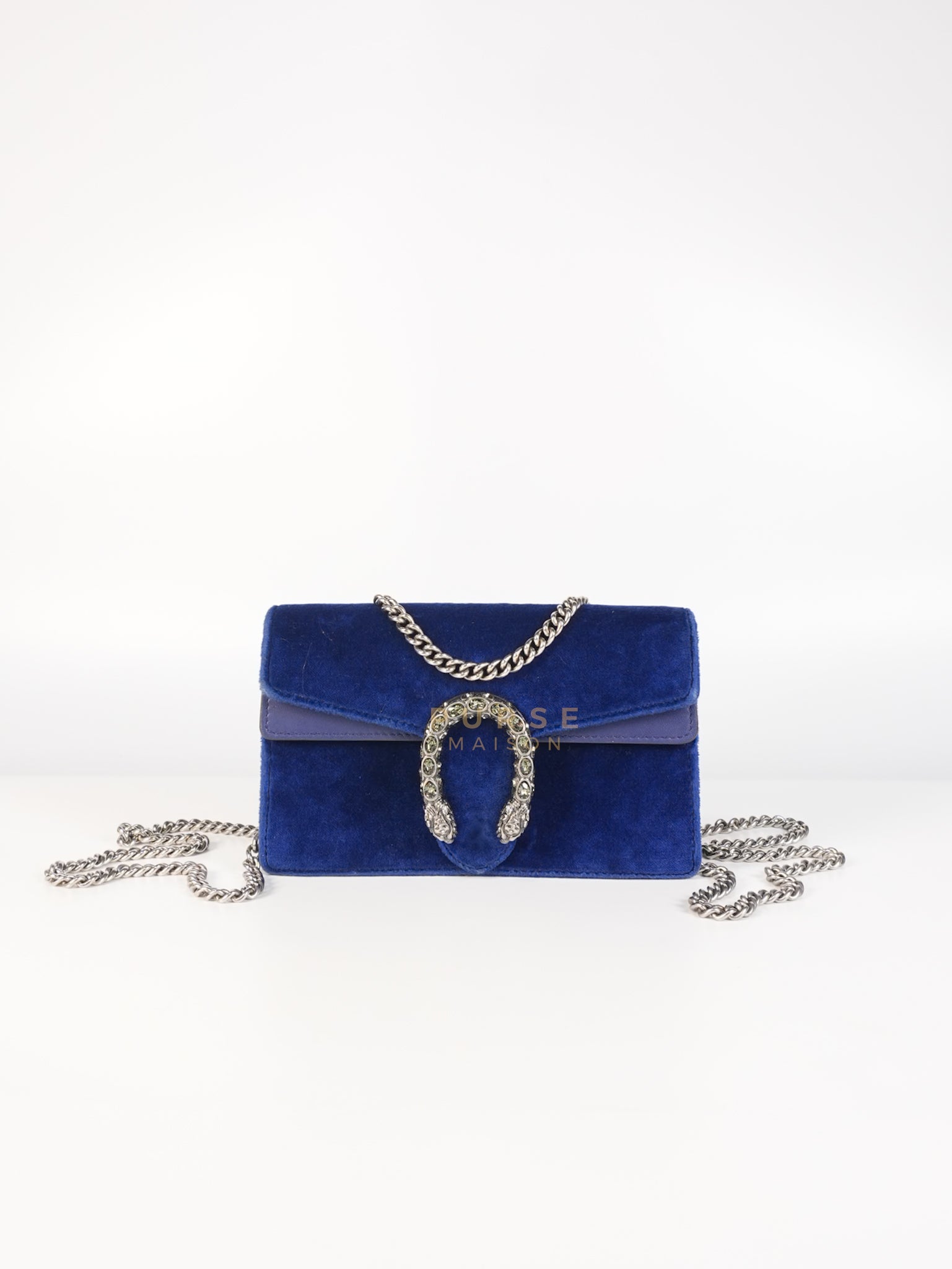 Super Mini Dionysus Blue Velvet Suede Leather Chain Bag
