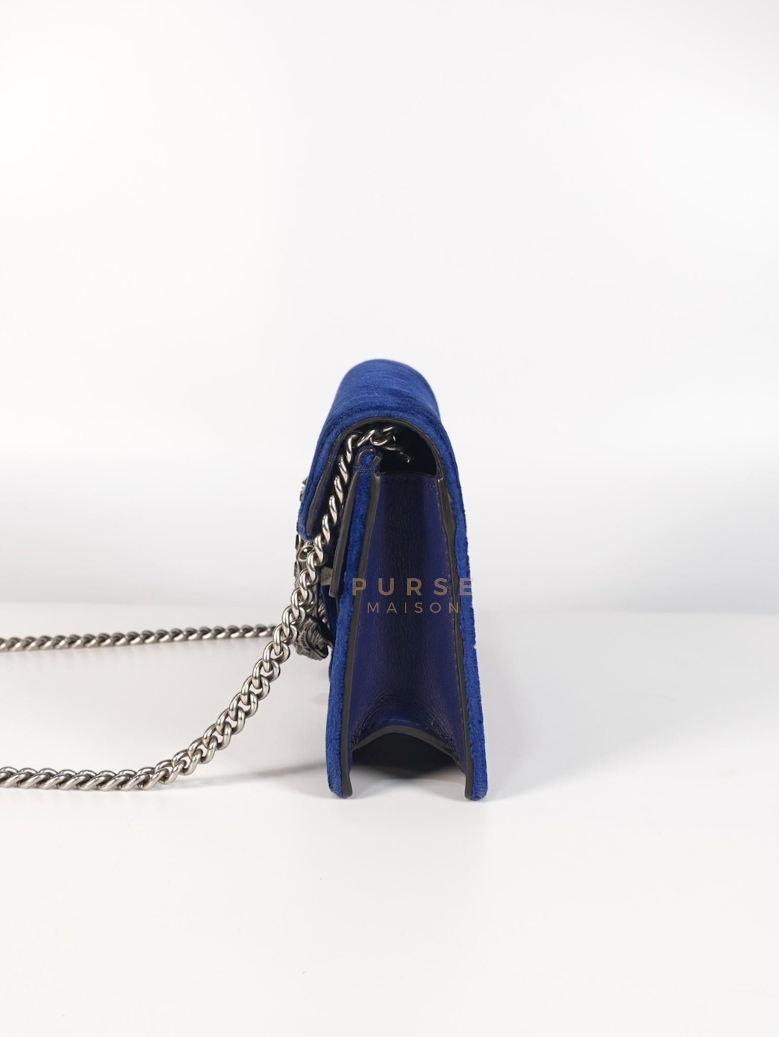 Super Mini Dionysus Blue Velvet Suede Leather Chain Bag