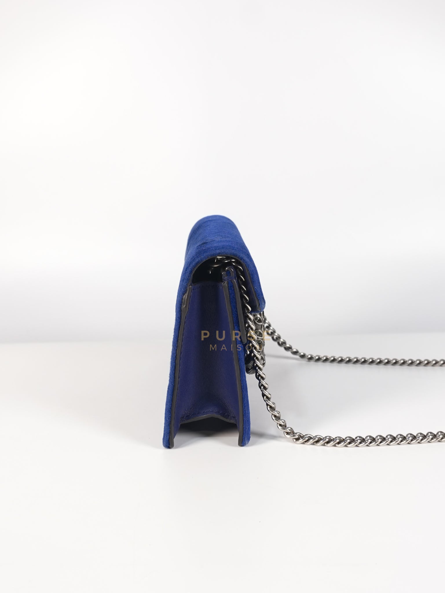 Super Mini Dionysus Blue Velvet Suede Leather Chain Bag