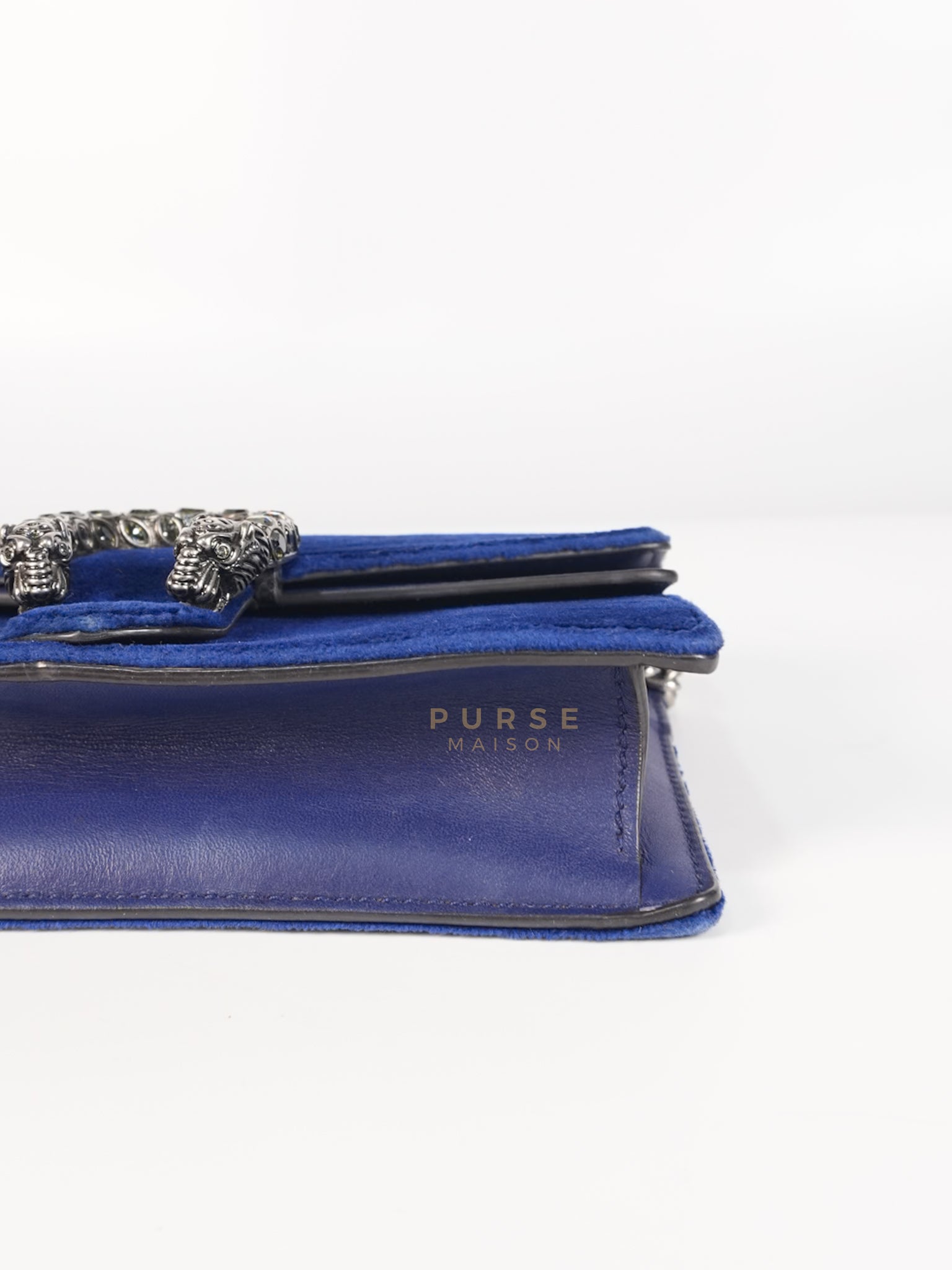 Super Mini Dionysus Blue Velvet Suede Leather Chain Bag