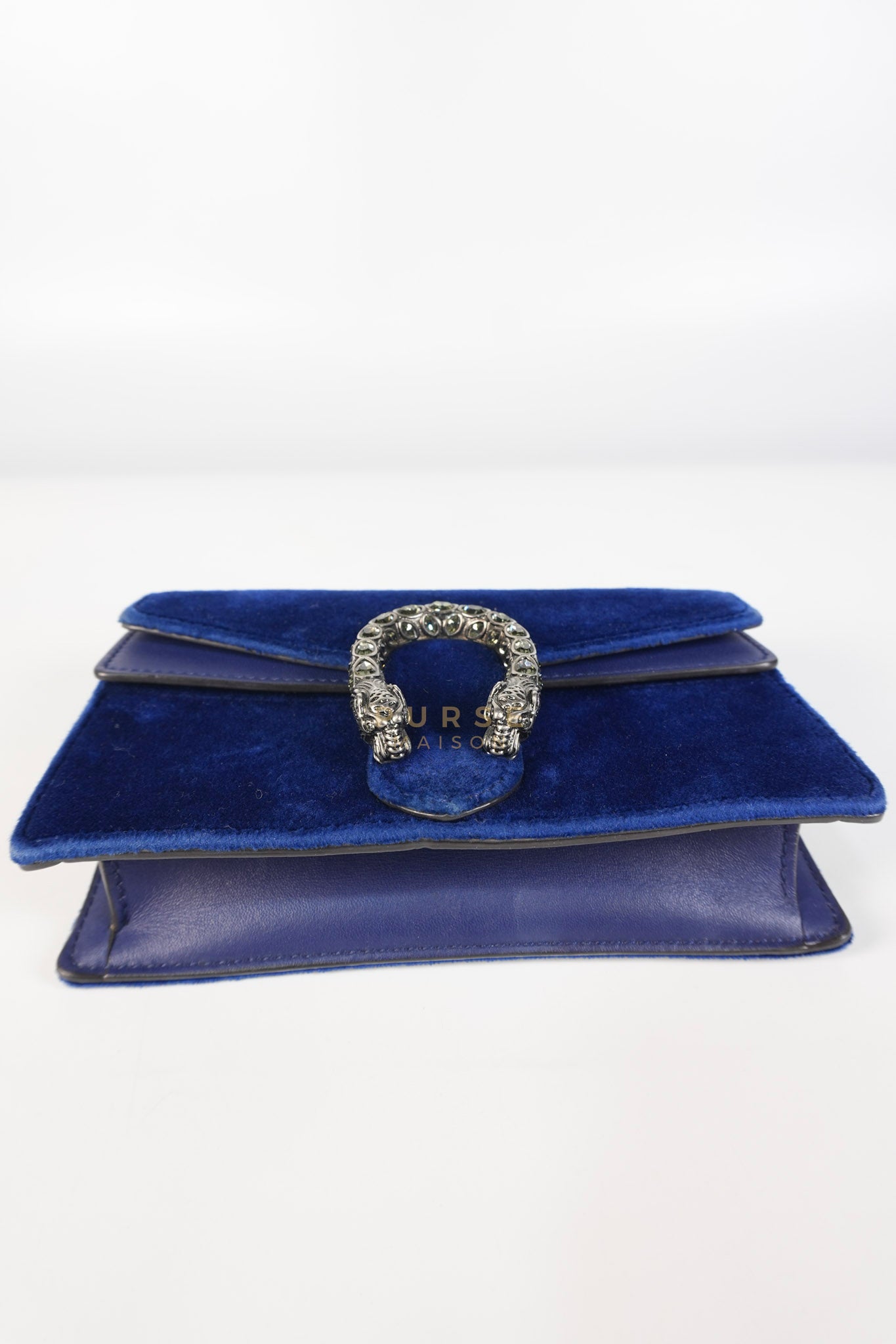 Super Mini Dionysus Blue Velvet Suede Leather Chain Bag