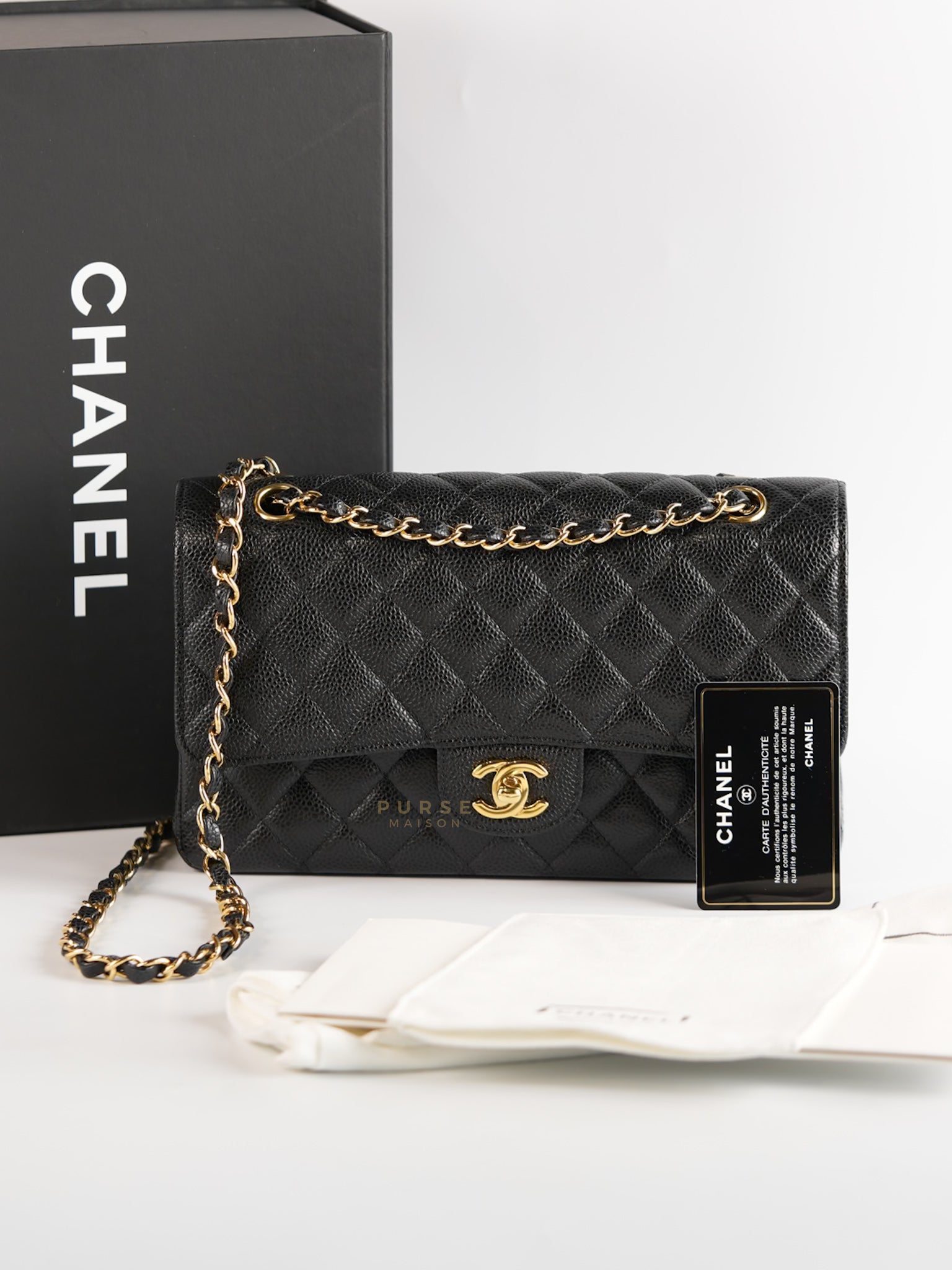 Classic Double Flap Medium in Black Caviar Gold Hardware(Series 23)