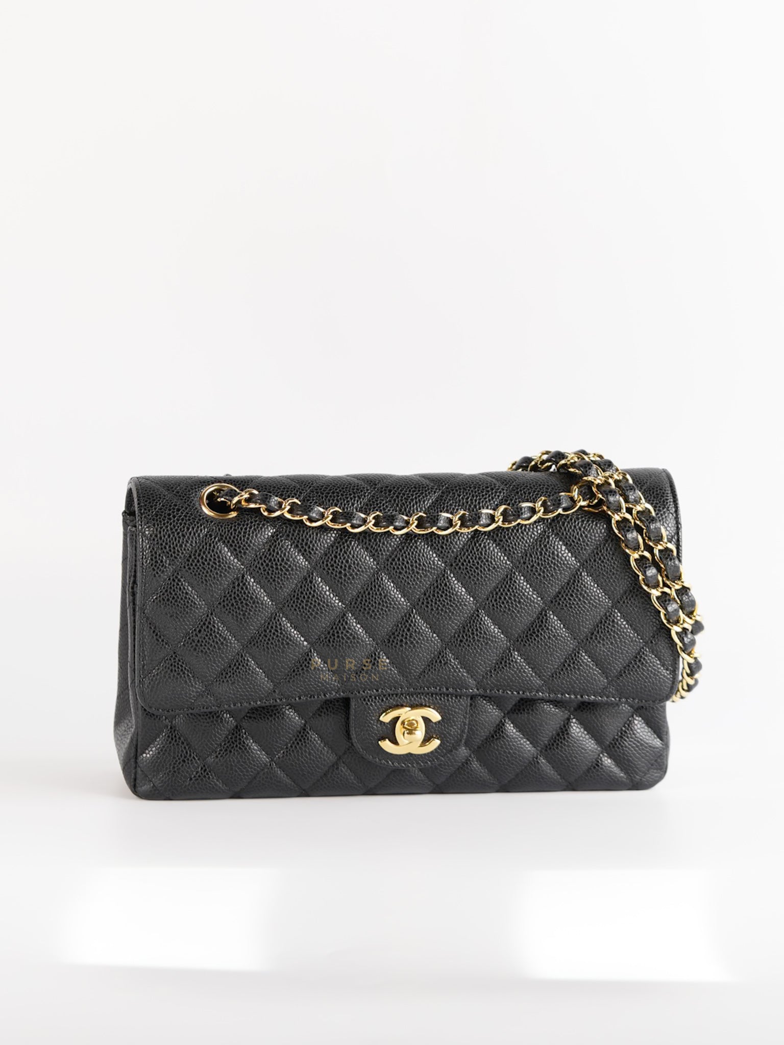 Classic Double Flap Medium in Black Caviar Gold Hardware(Series 22)