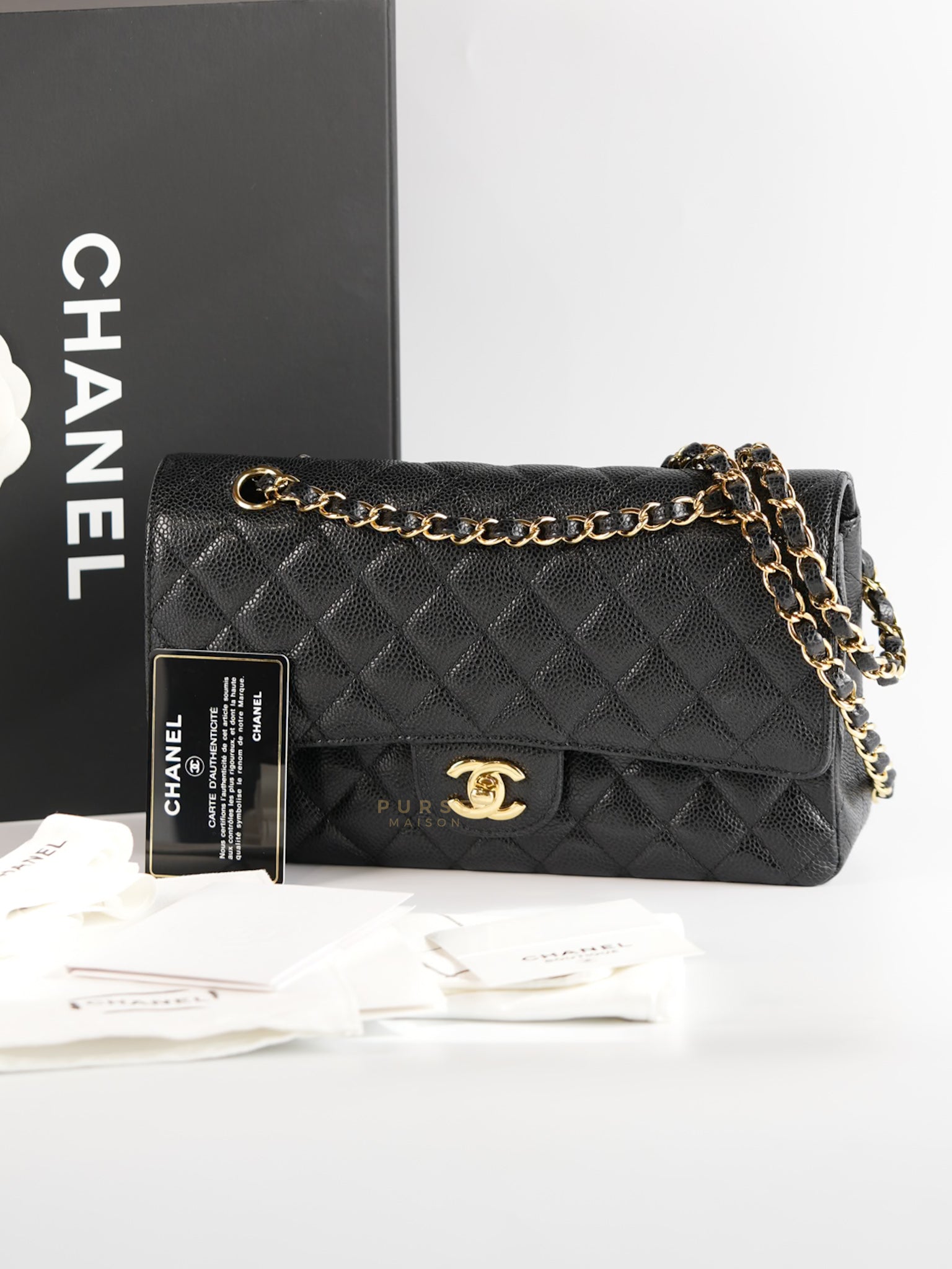 Classic Double Flap Medium in Black Caviar Gold Hardware(Series 22)