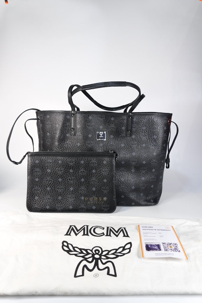 Liz Visetos Reversible Shopper Tote Bag Black