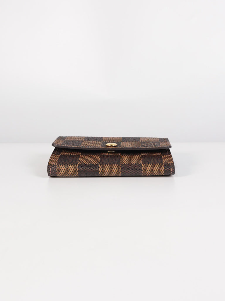 Porte Monnaie Plat Coin Purse in Damier Ebene Canvas (Date Code: MI008)