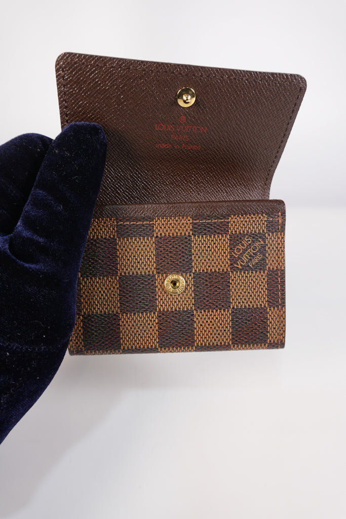 Porte Monnaie Plat Coin Purse in Damier Ebene Canvas (Date Code: MI008)
