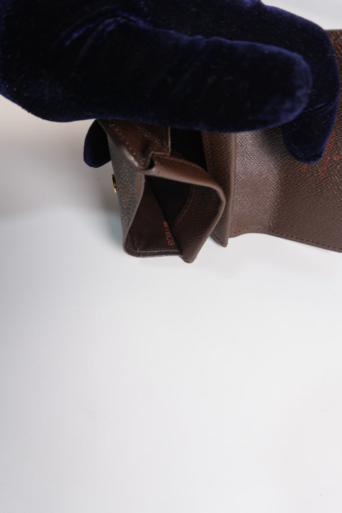 Porte Monnaie Plat Coin Purse in Damier Ebene Canvas (Date Code: MI008)