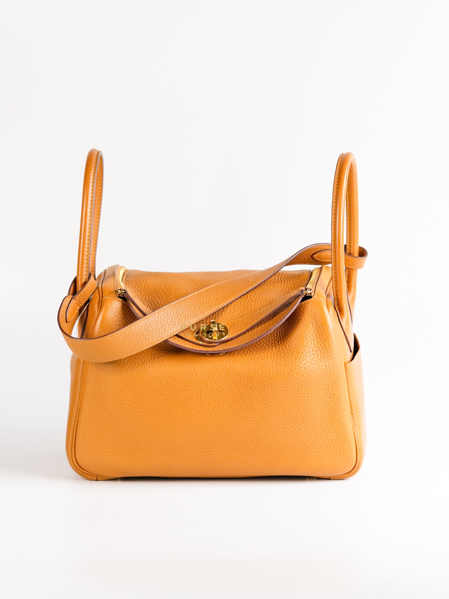 Lindy 26 in Sesame Clemence Leather and Gold Hardware Stamp Y