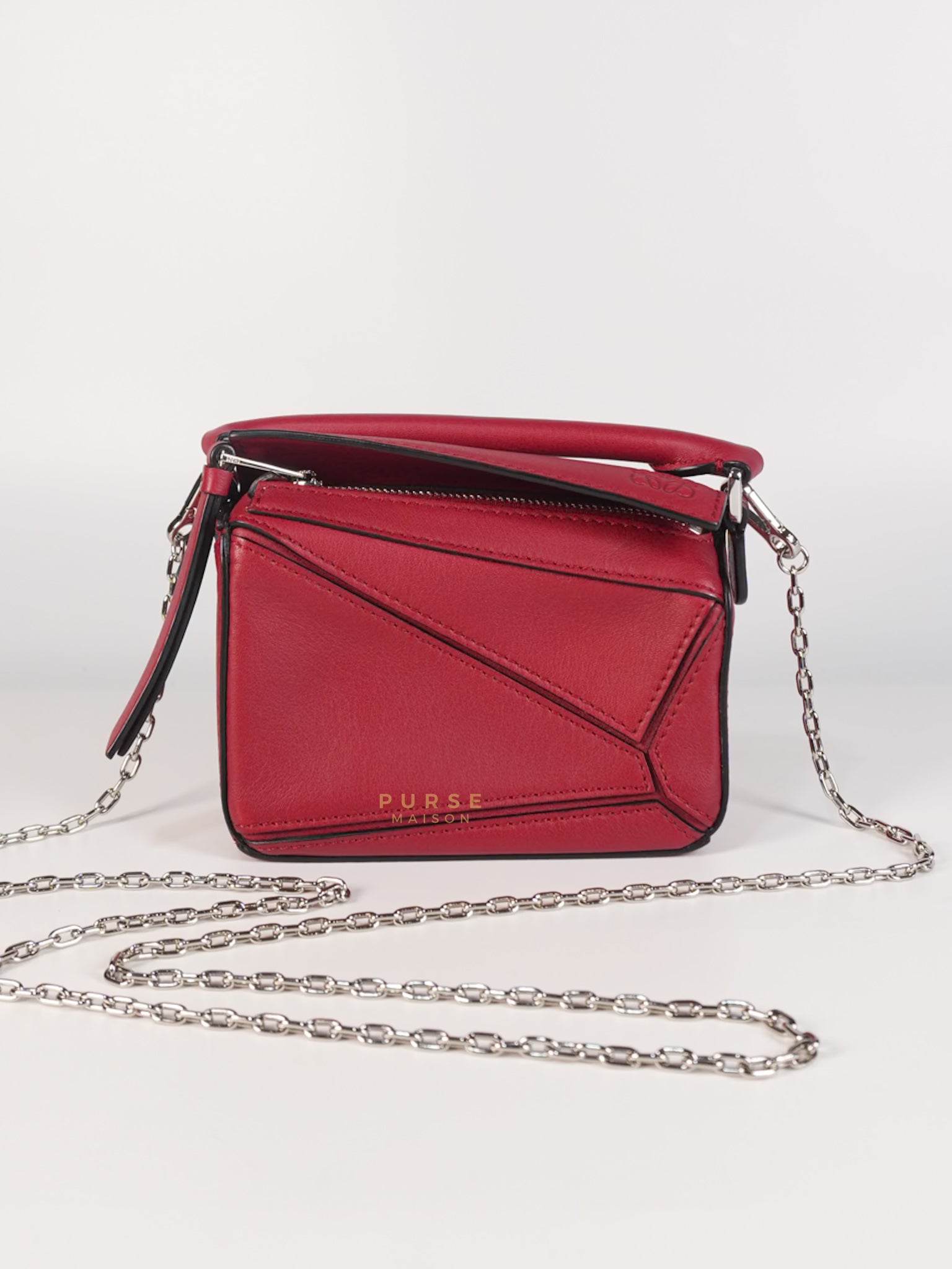 Nano Puzzle in Red Calfskin Leather