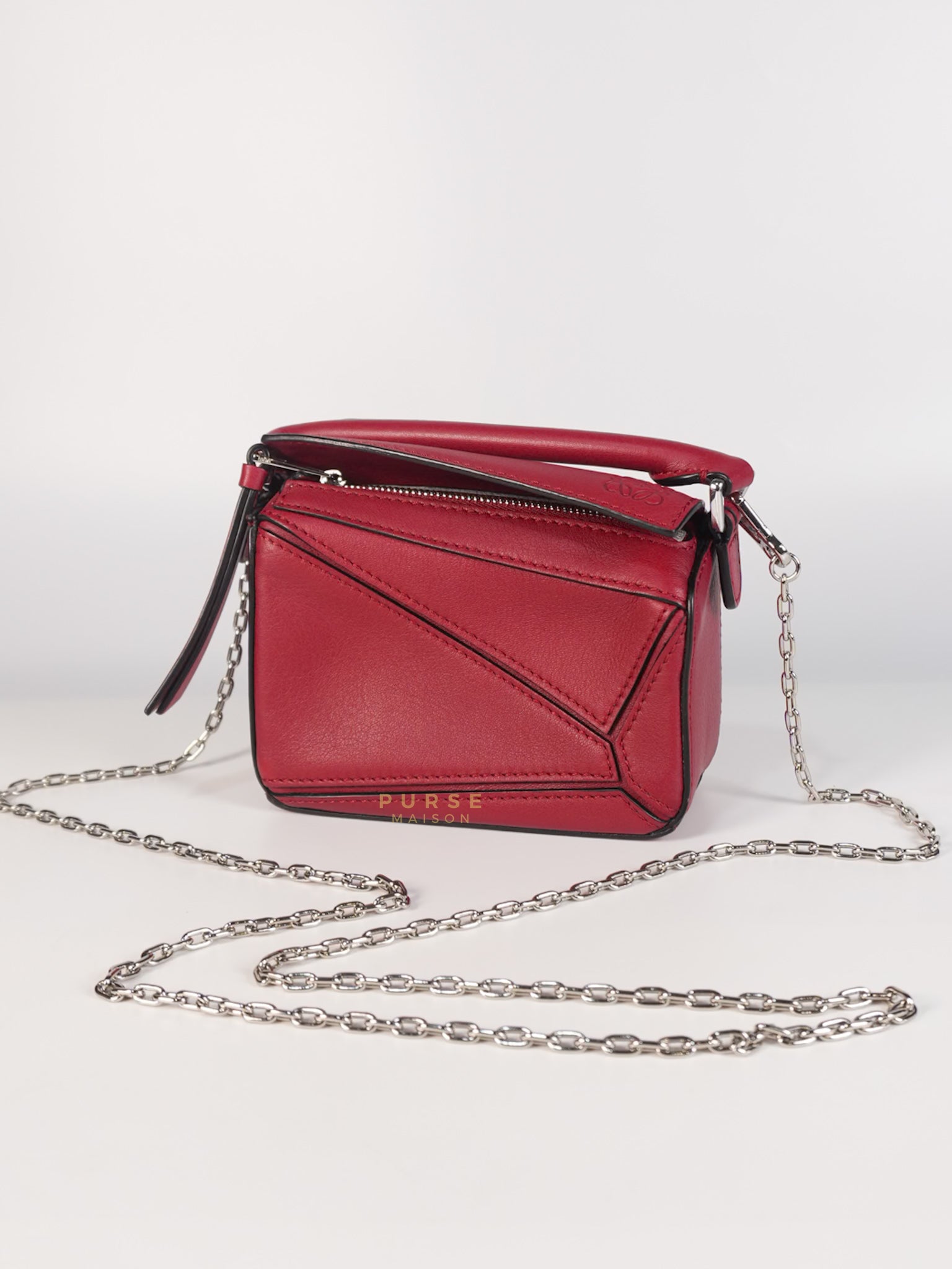 Nano Puzzle in Red Calfskin Leather
