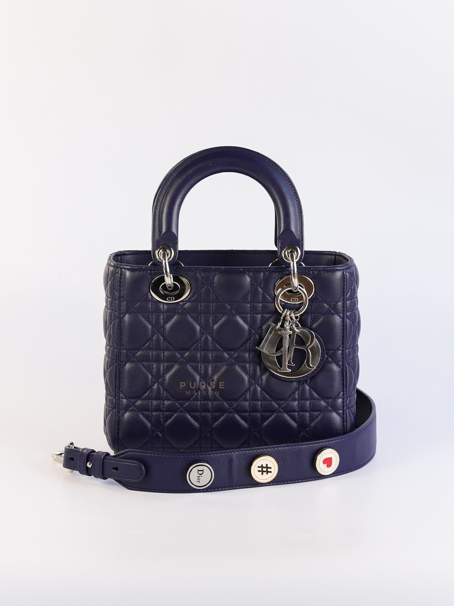 Lady Dior Medium in Navy Blue Cannage Lambskin Leather