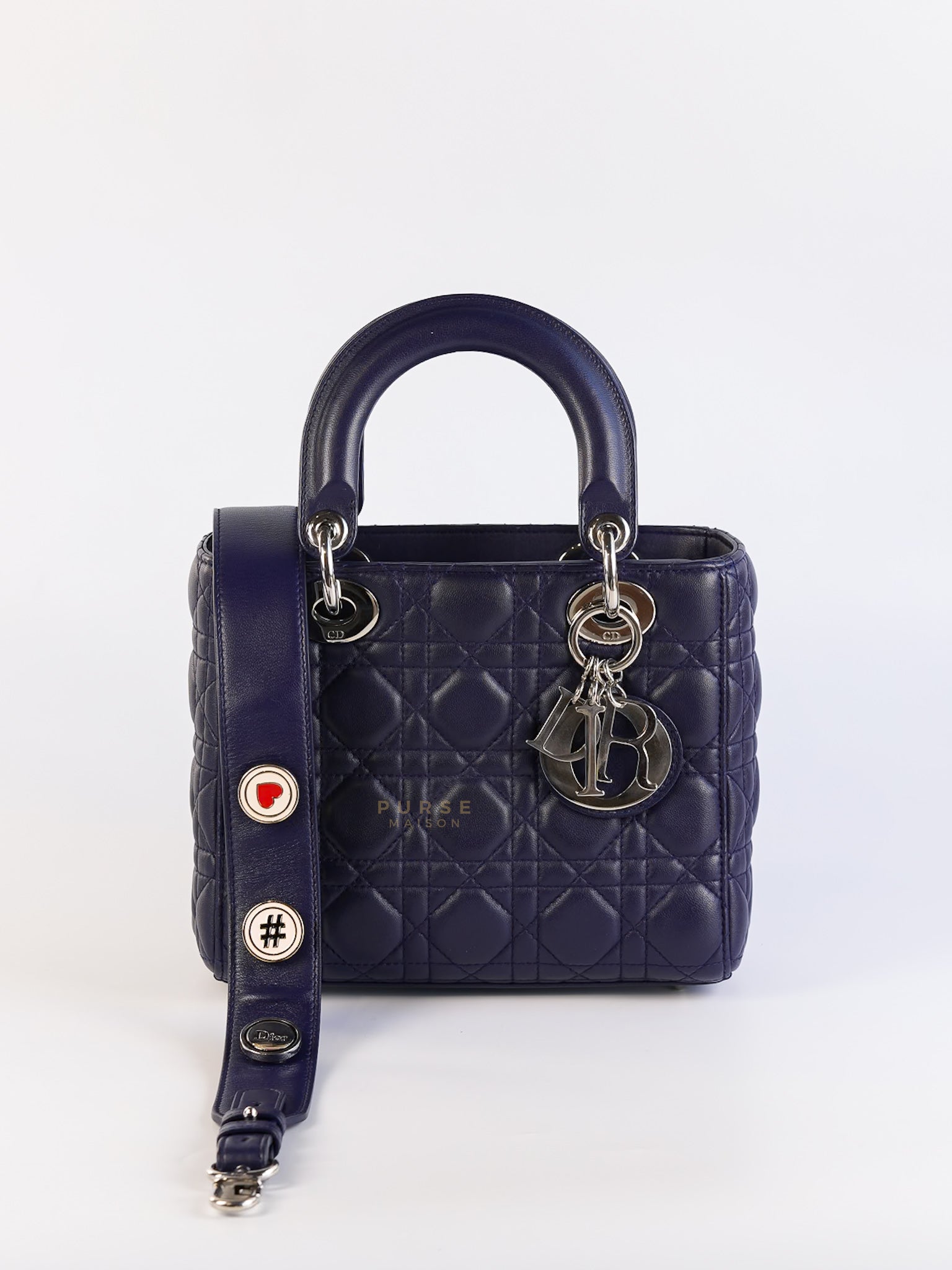 Lady Dior Medium in Navy Blue Cannage Lambskin Leather