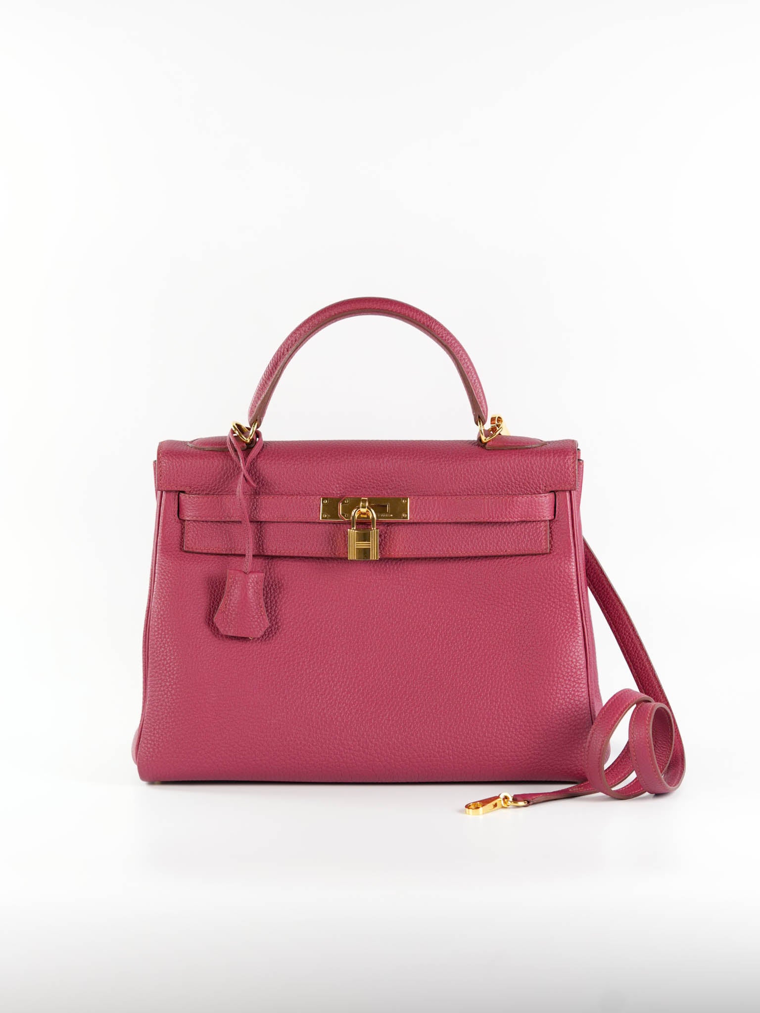 Kelly 32 Rubis Veau Togo Leather Gold Hardware Stamp T (2015) | Purse Maison Luxury Bags Shop