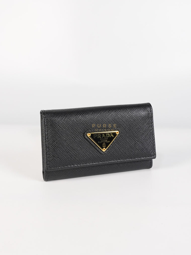 Key Holder in Black Saffiano Leather Gold Hardware | Purse Maison Luxury Bags Shop