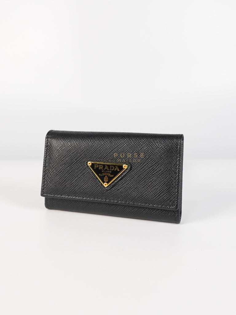 Key Holder in Black Saffiano Leather Gold Hardware | Purse Maison Luxury Bags Shop