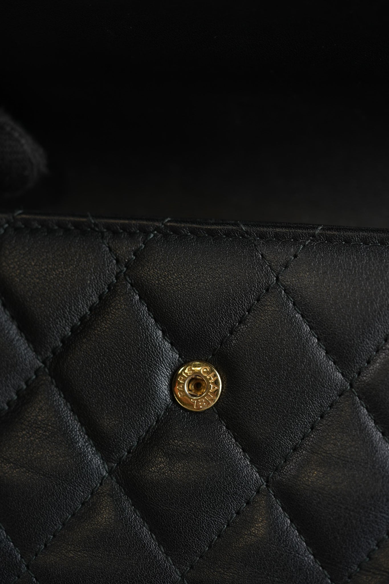 Boy Tri-fold Wallet in Black Quilted Lambskin Leather & Aged Gold Hardware Series 24