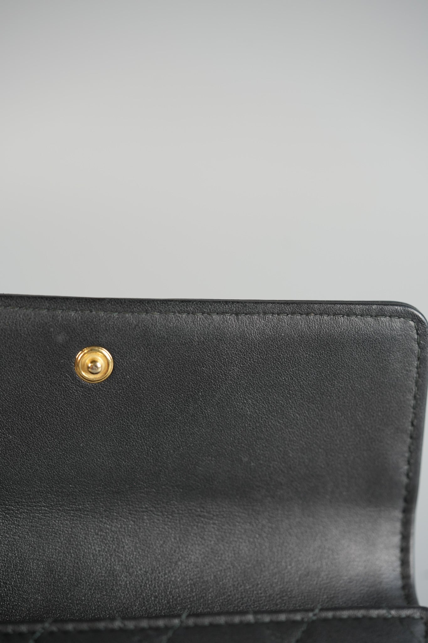 Boy Tri-fold Wallet in Black Quilted Lambskin Leather & Aged Gold Hardware Series 24